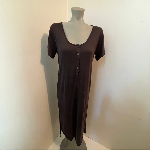 Lucky Brand Dress Short Sleeve Button Down Cotton Black Small - Picture 1 of 7